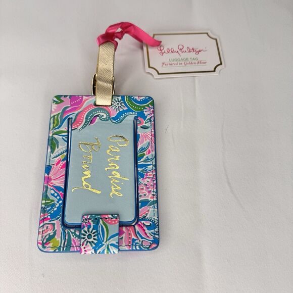 Lilly Pulitzer Paradise Bound TURQUOISE OASIS GOLDEN HOUR Luggage Tag Travel NEW - Picture 6 of 7